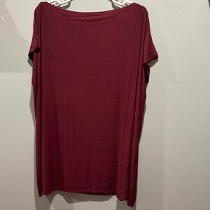 Encircled Women’s Easy Maroon Red Boatneck Flowy Off Shoulder Dress